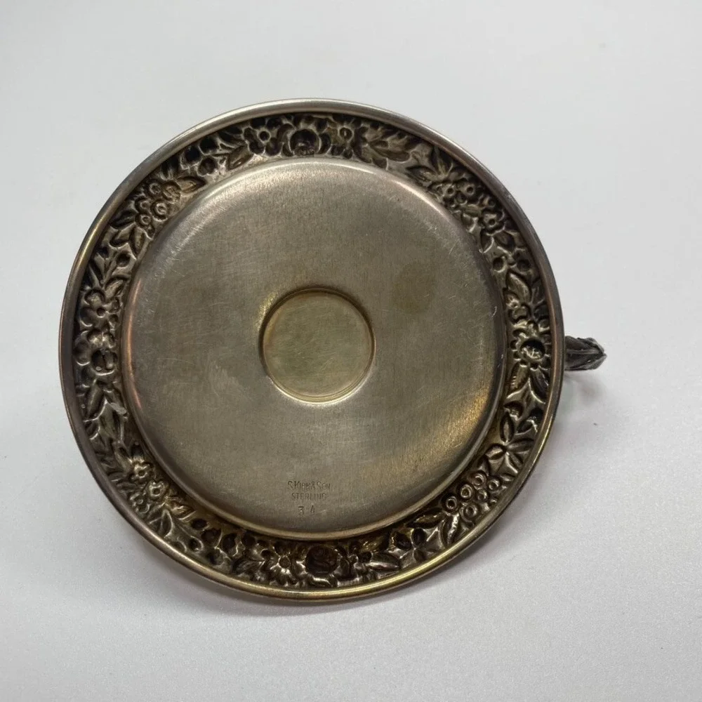 Antique S. Kirk & Son‎ Sterling Silver Repousse Chamberstick Candle Holder